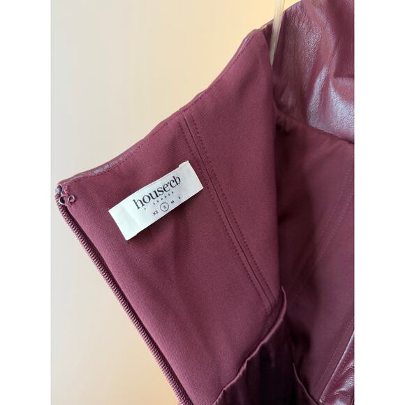 House of CB JAQUETTA Wine Vegan Leather MINI Dress Small - Picture 8 of 12